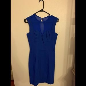 Hybrid Blue Mesh Bodycon Midi Dress